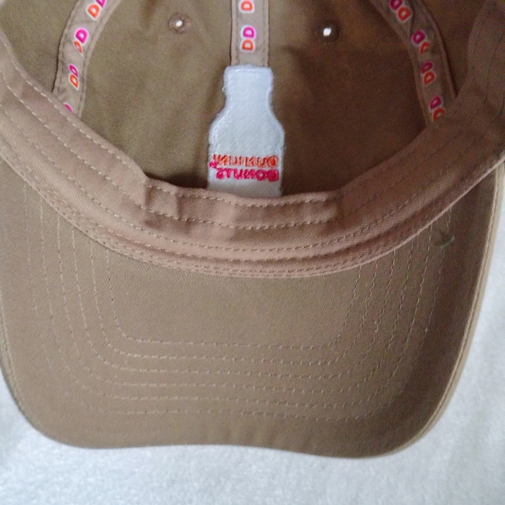Dunkin Donuts Hat Cap Strap Back One Size Tan Cotton Twill Coffee Bottle - Picture 10 of 12